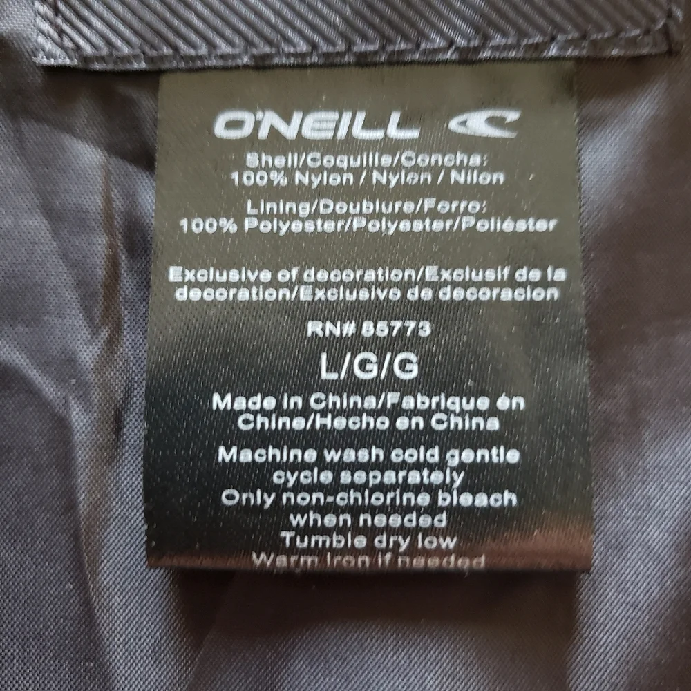 O'Neill Boys Lightweight Jacket‎ Size L Gray Mock Neck Snap Front Pockets NEW